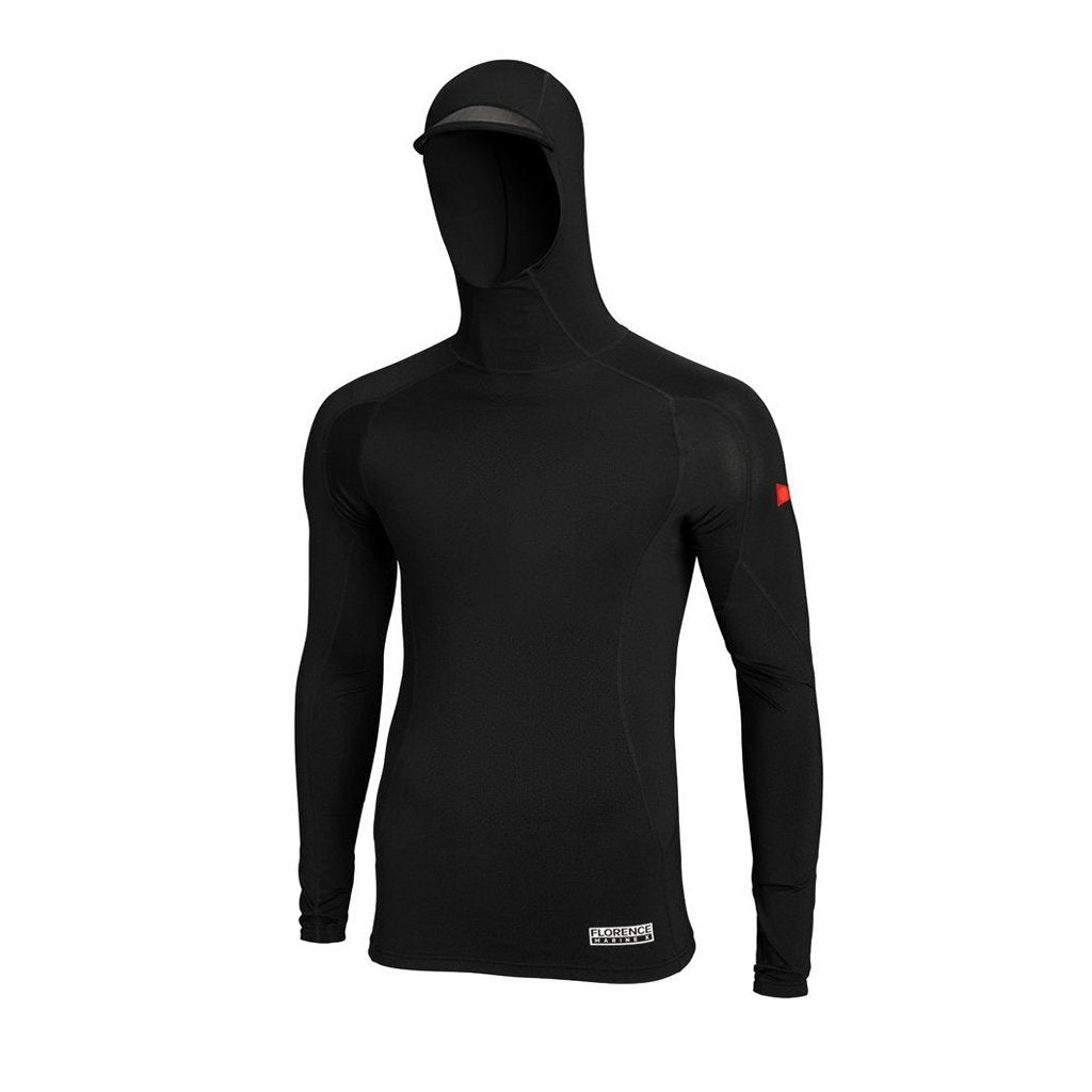 Florence Marine X - Long Sleeve Hooded Rashguard / Black - Board Store Florence Marine Xsun protection