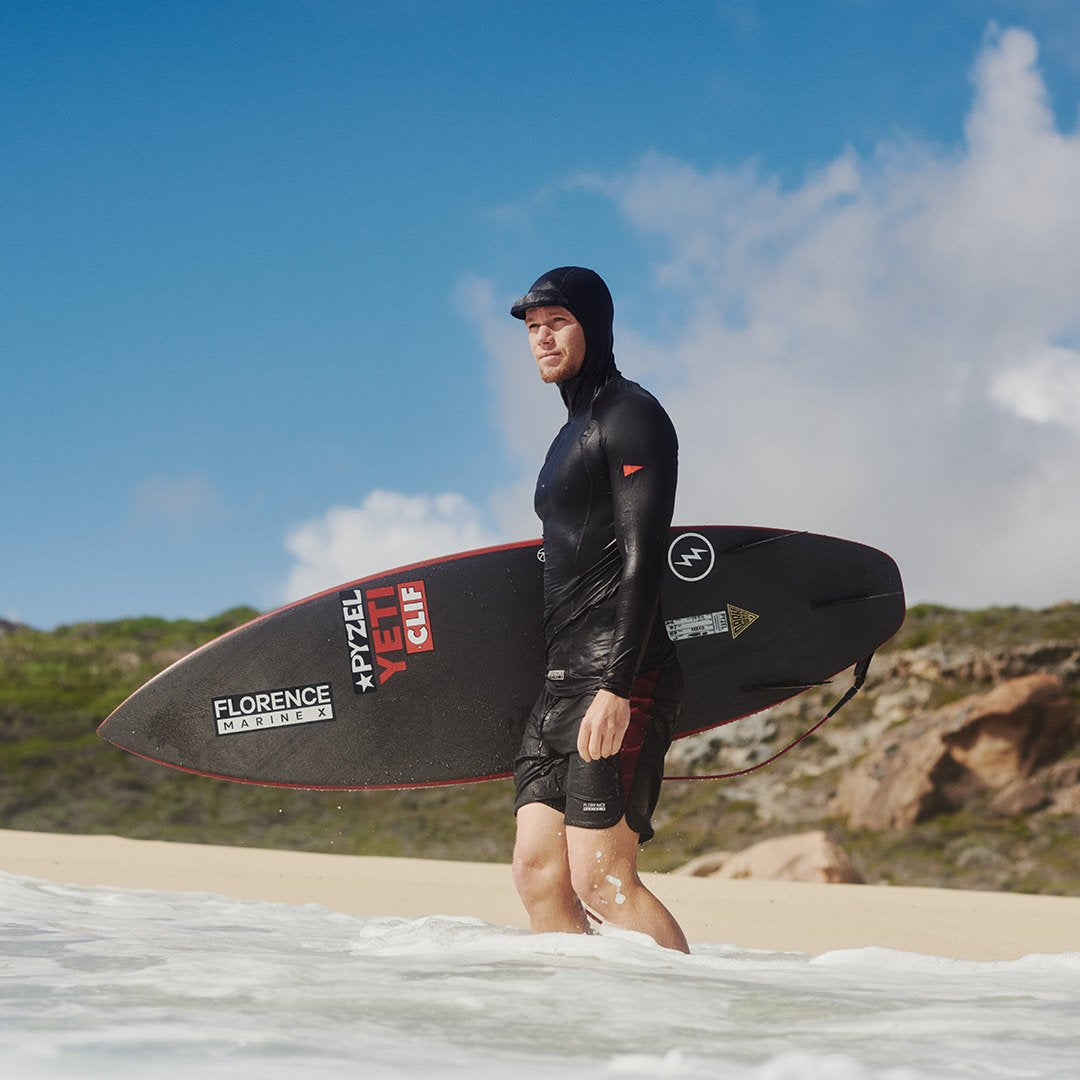 Florence Marine X - Long Sleeve Hooded Rashguard / Black - Board Store Florence Marine Xsun protection