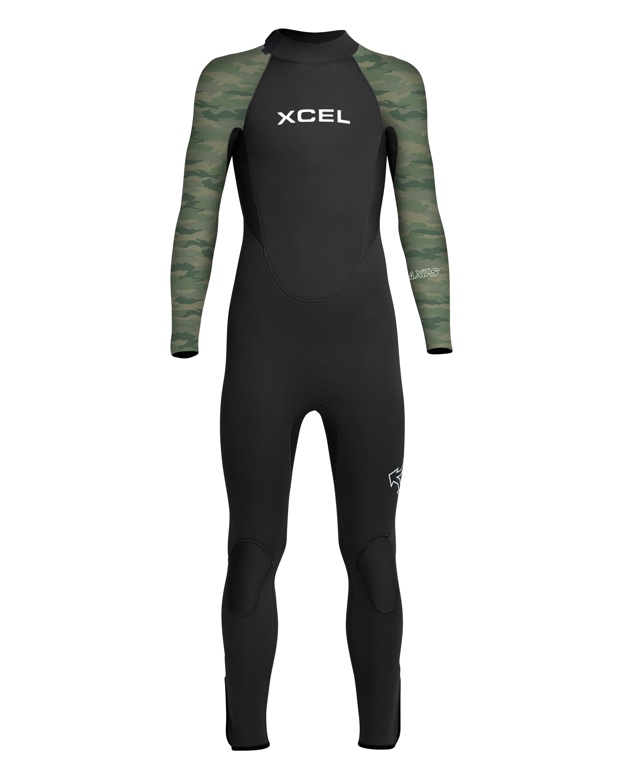 XCEL YOUTH AXIS 3/2MM BACK ZIP WETSUIT - BLACK/GREEN CAMO - Board Store XcelWetsuits