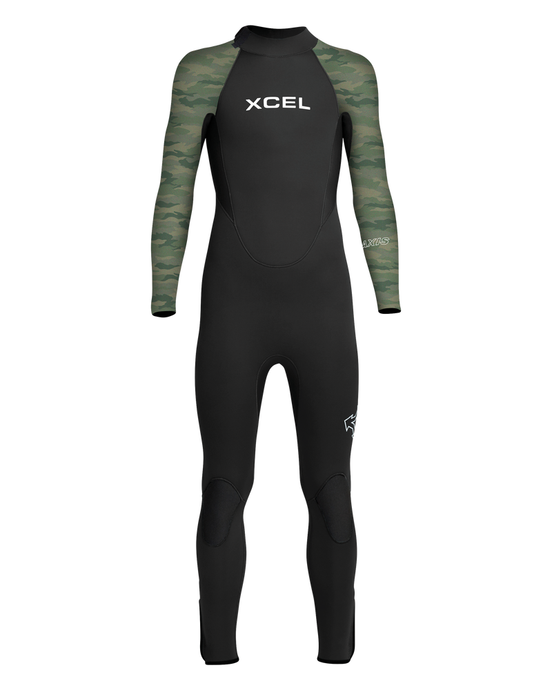 XCEL YOUTH AXIS 3/2MM BACK ZIP WETSUIT - BLACK/GREEN CAMO - Board Store XcelWetsuits  