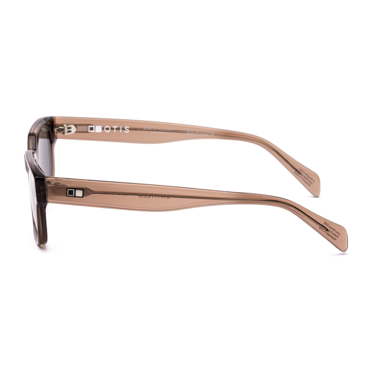 Otis Untitled Sunglasses in Eco Crystal Birch / Neutral Grey, folded view