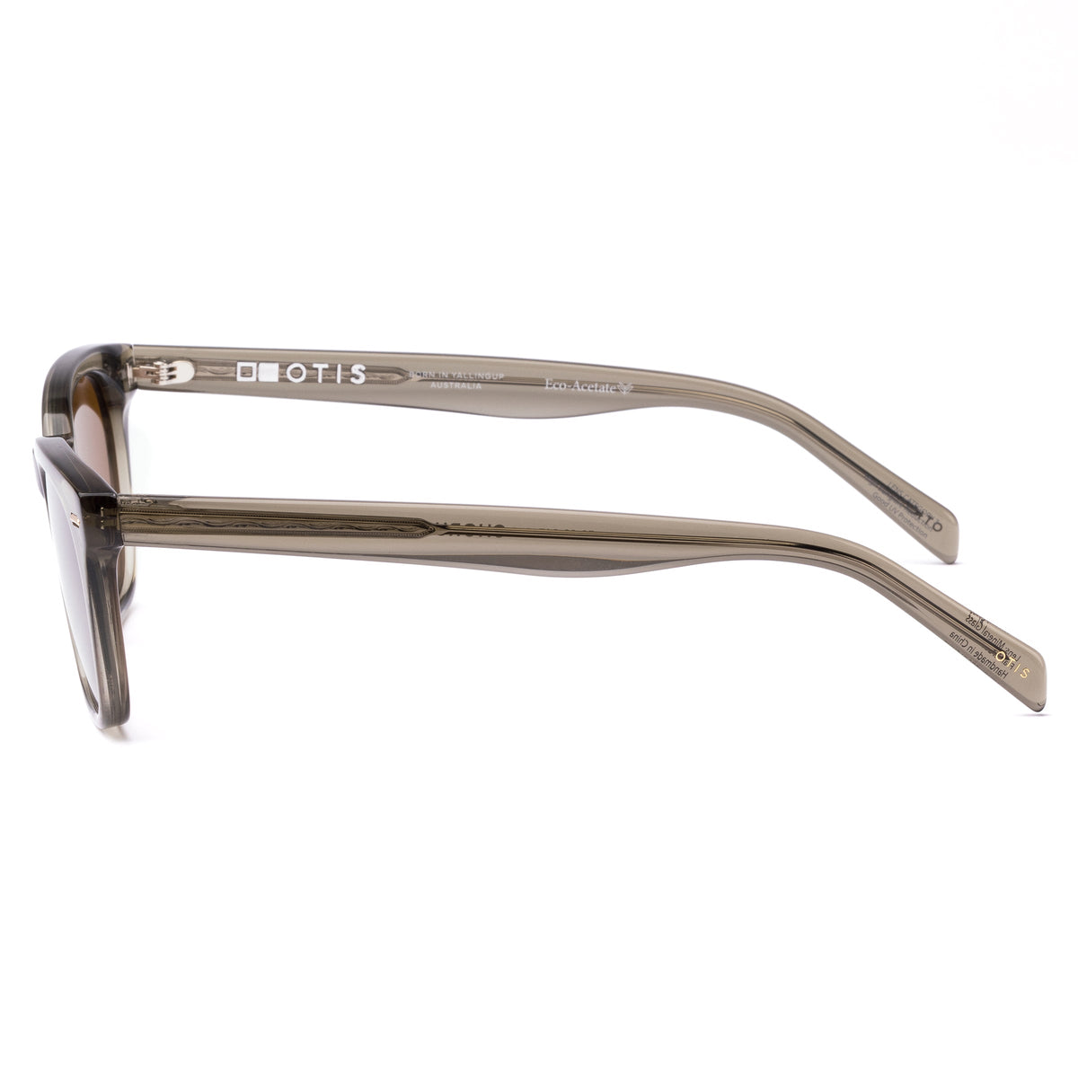 Otis Chorus Sunglasses in Eco Crystal Fern / Brown, folded view