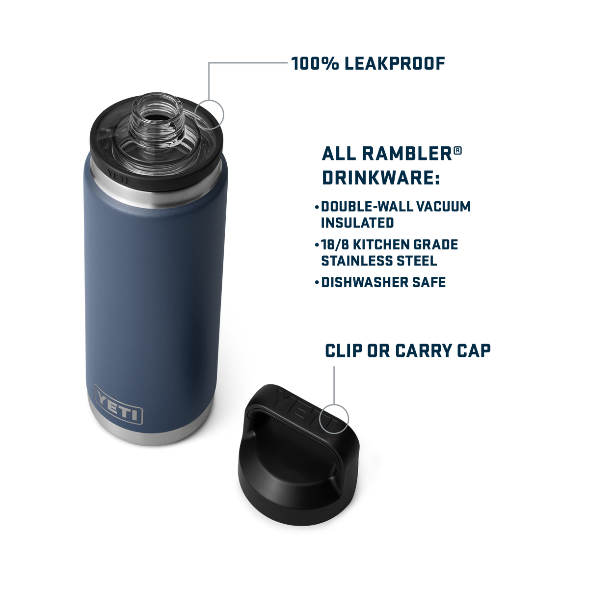 Yeti Rambler 26 oz Bottle With Chug Cap Rescue Red