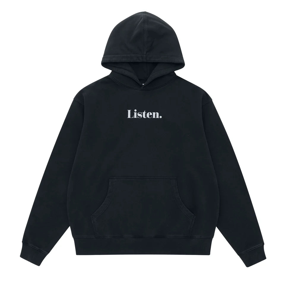 Listen - Logo Hood - Washed Black