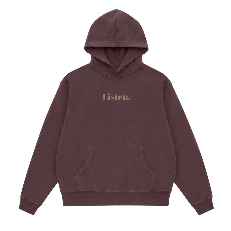 Listen - Logo Hood - Washed Brown
