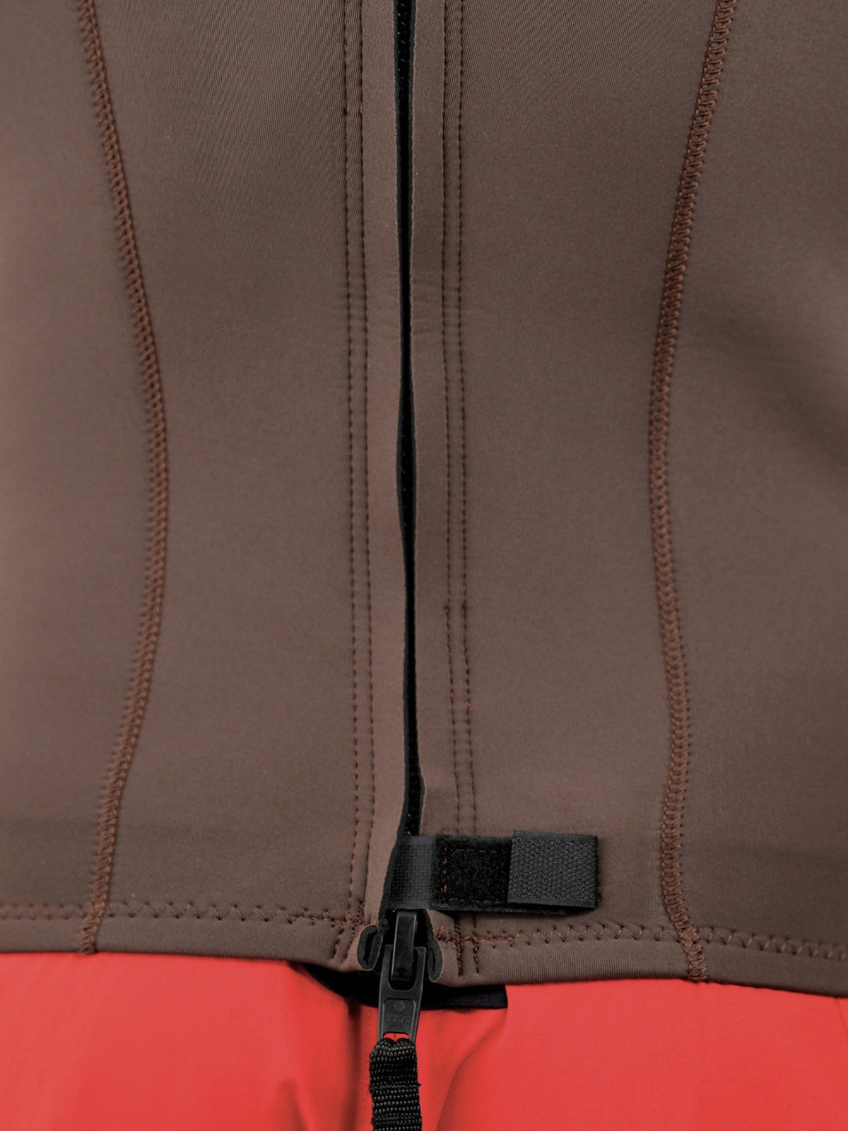 Matuse Nemean 2mm Jacket Deep Brown, front zip detail