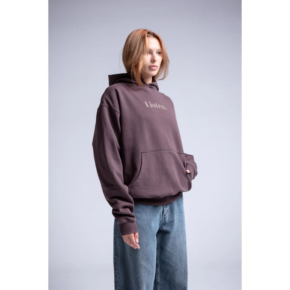 Listen - Logo Hood - Washed Brown