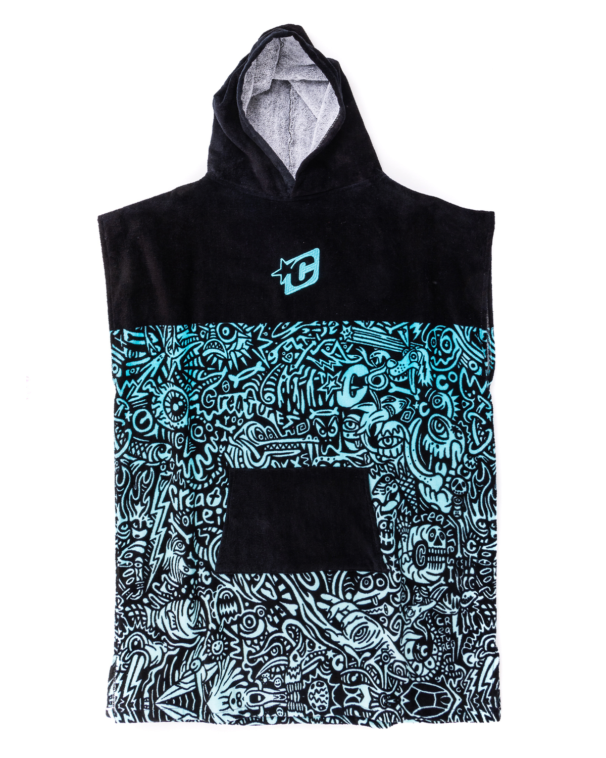 Creatures Grom Poncho in Fluro Red Fade Black, detail