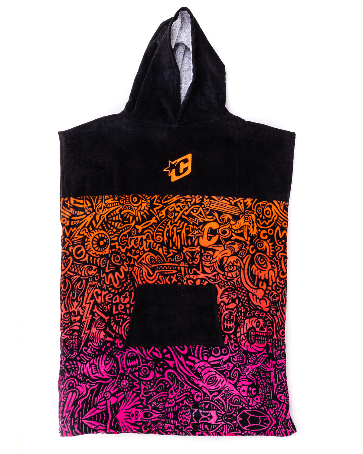 Creatures Grom Poncho in Lime Pink, flat lay
