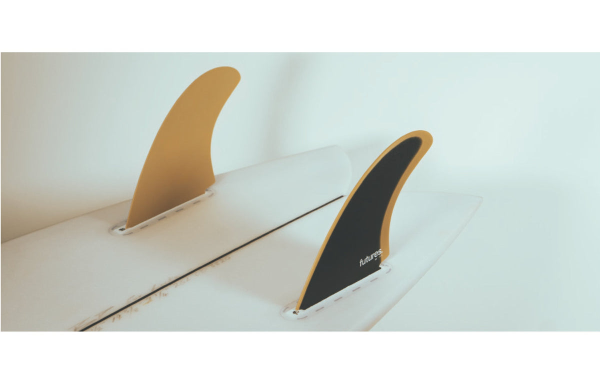 Futures EN Fiberglass Twin in Slate/Ochre, centre fin