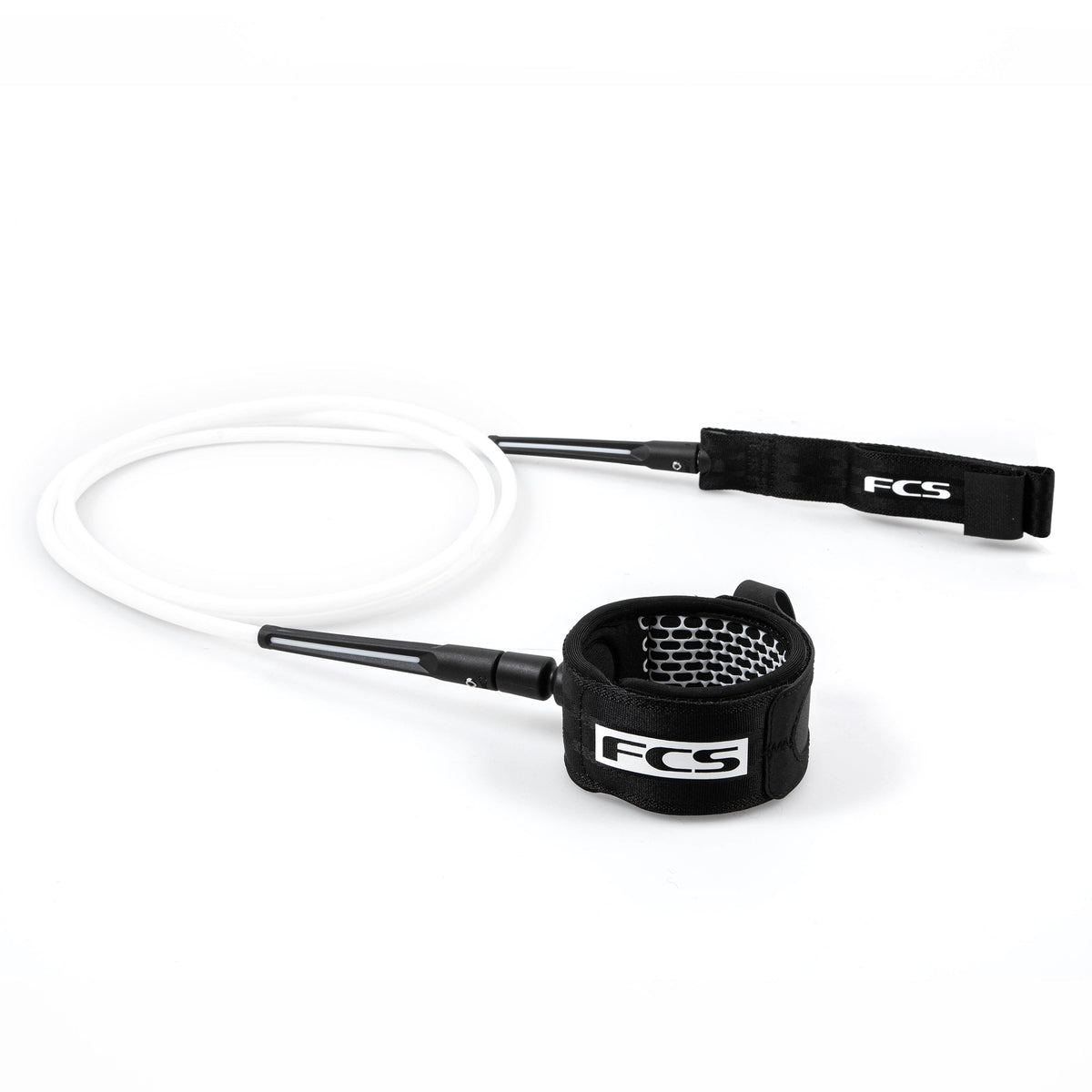 FCS All Round Essential Leash White/Black coiled