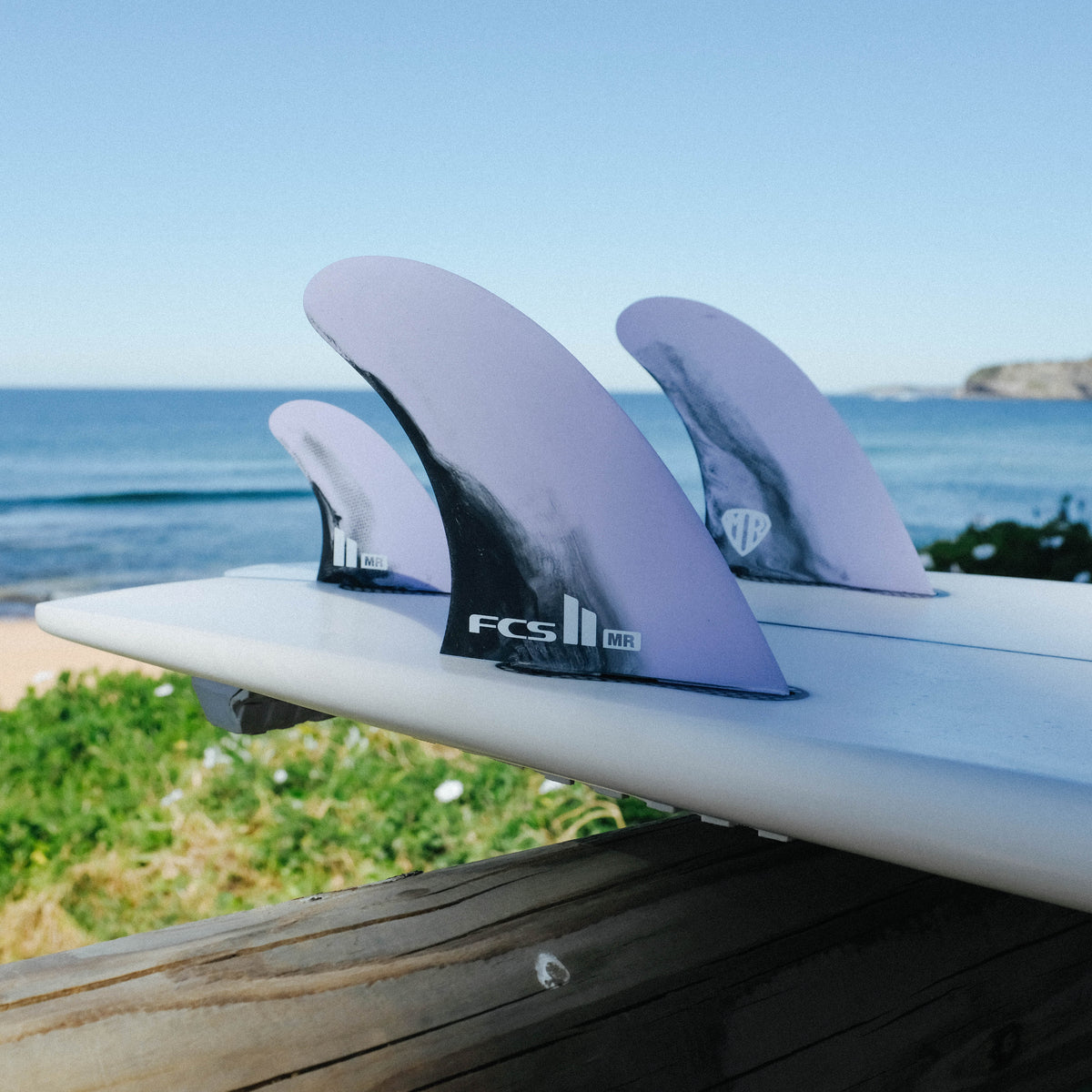 FCS II Mark Richards PC Twin + Stabiliser Fins lifestyle