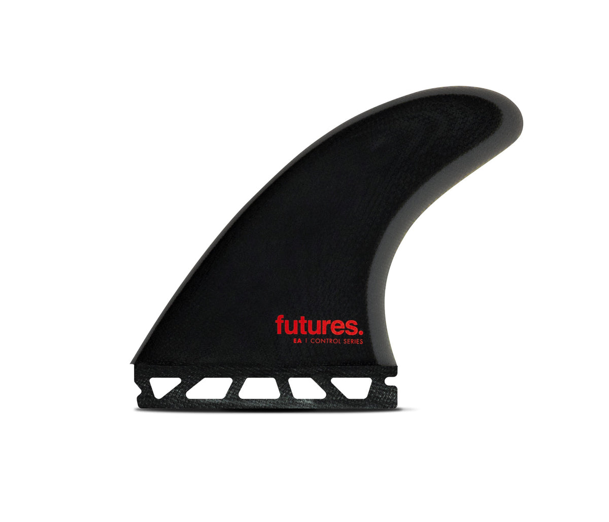 Futures EA Control Series Fiberglass Thruster (L) in Black/Grey, side fin