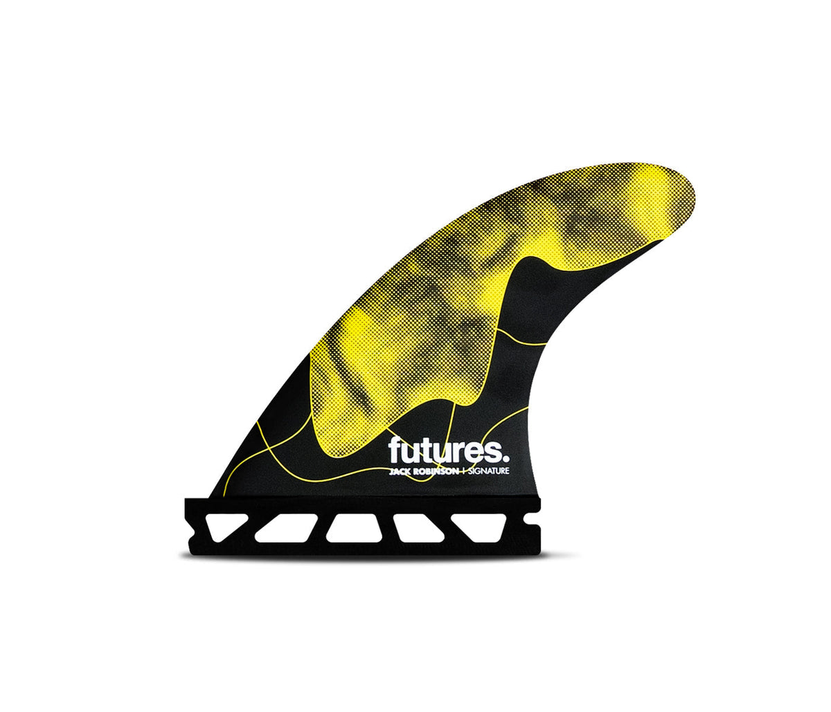 Futures Jack Robinson Signature Honeycomb Grom Thruster (XS) in Yellow, side fin