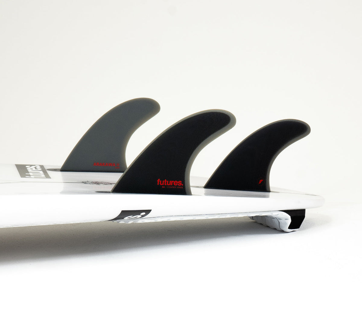 Futures EA Control Series Fiberglass Thruster (L) in Black/Grey, in board