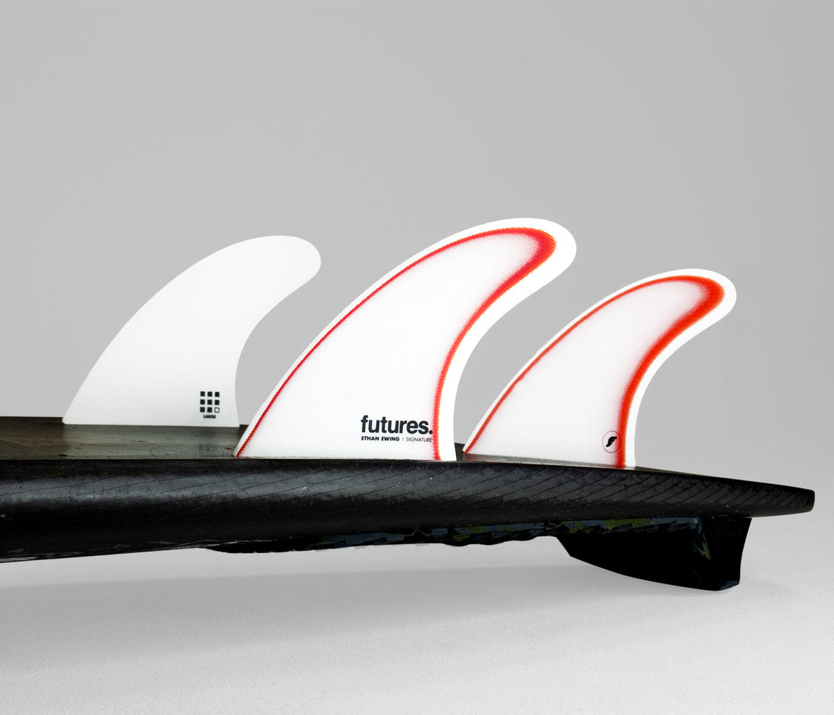 Futures Ethan Ewing Signature Fiberglass Thruster (L) in White/Red, in board