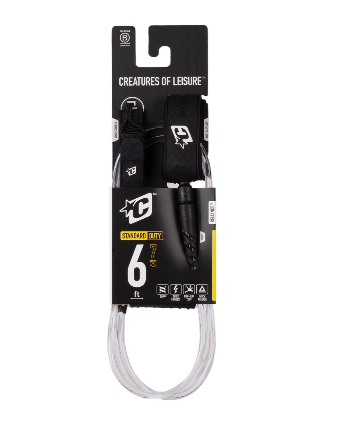 Creatures Reliance 2.0 Standard Duty Leash Clear White Twist Black