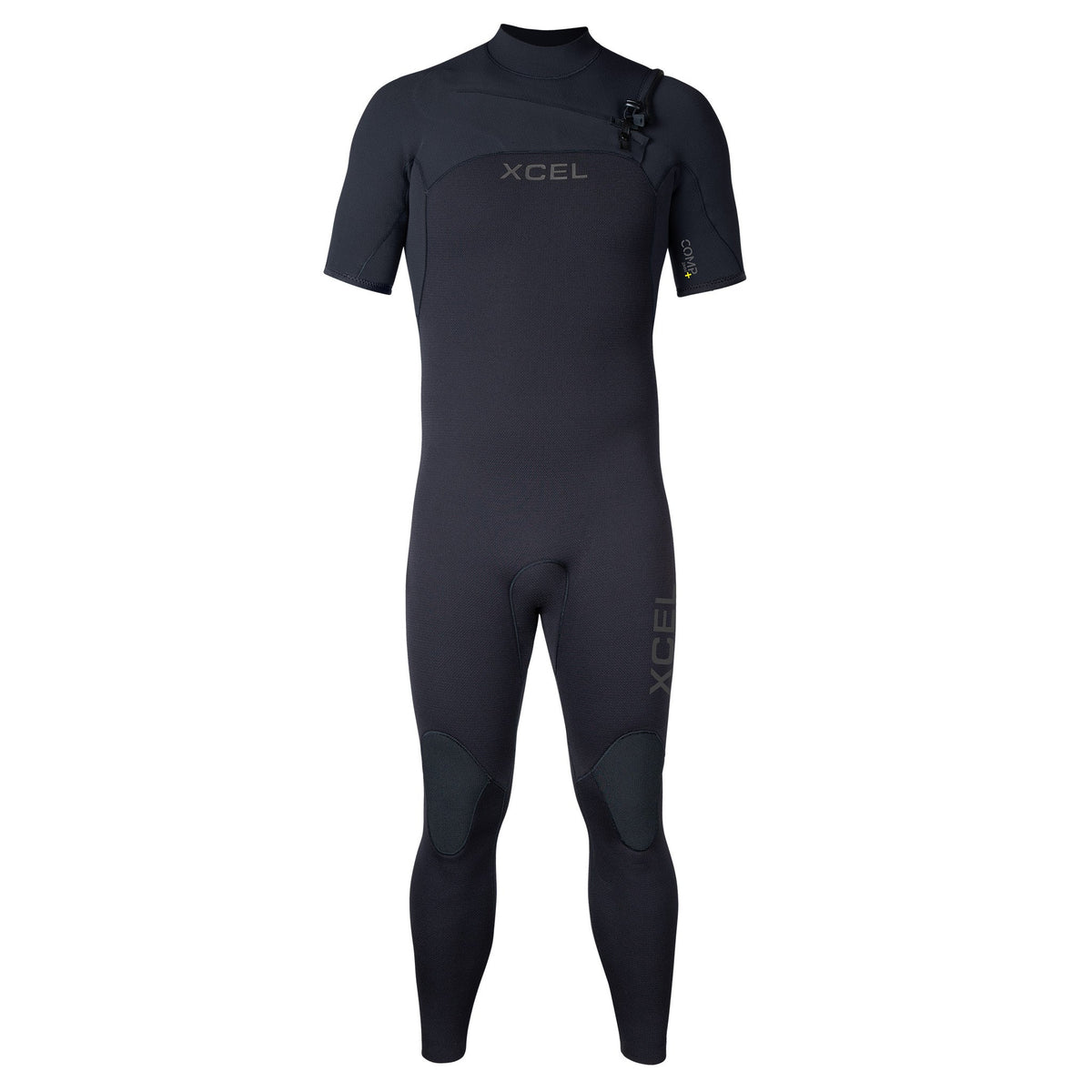 Xcel Mens Comp+ Short Sleeve Steamer 2mm in Black, front view