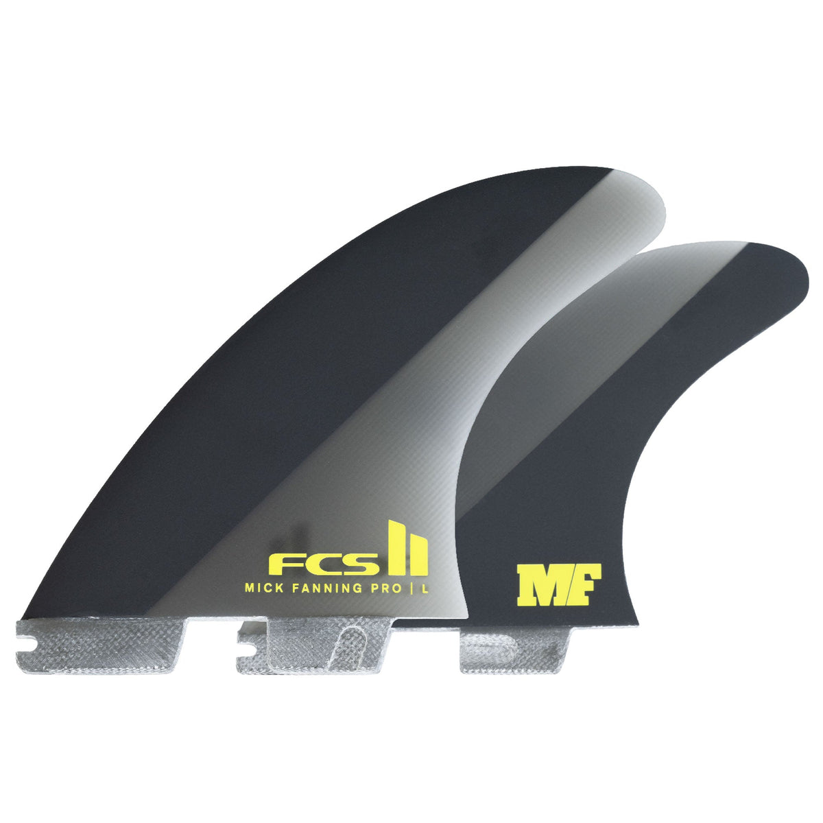 FCS II Mick Fanning PG Pro Tri Fins Black/Acid front and back