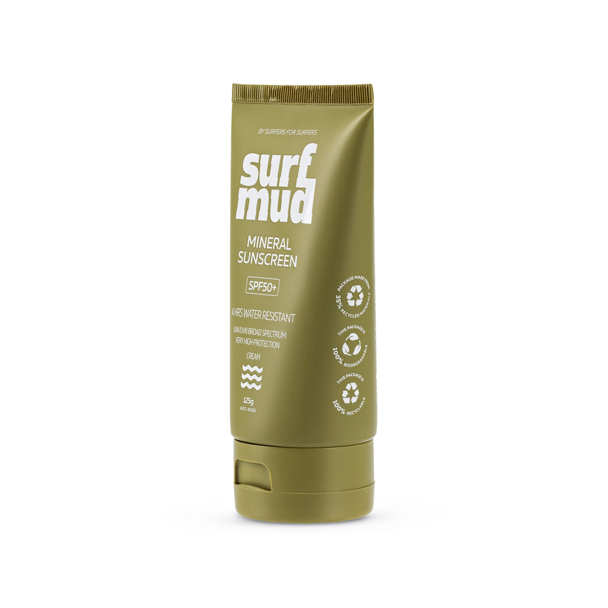 SurfMud Mineral Sunscreen SPF50+ 125g side
