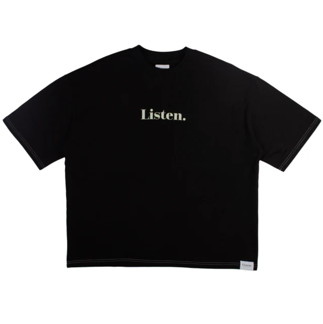 Listen - Contrast Logo Tee - Black - Board Store LISTENShirt  