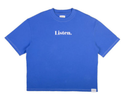 Listen - Contrast Logo Tee BLUE