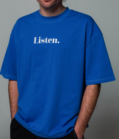 Listen - Contrast Logo Tee BLUE