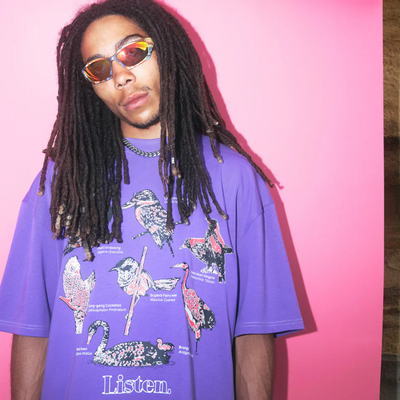 Listen -Sounds Of Australia tee - Purple