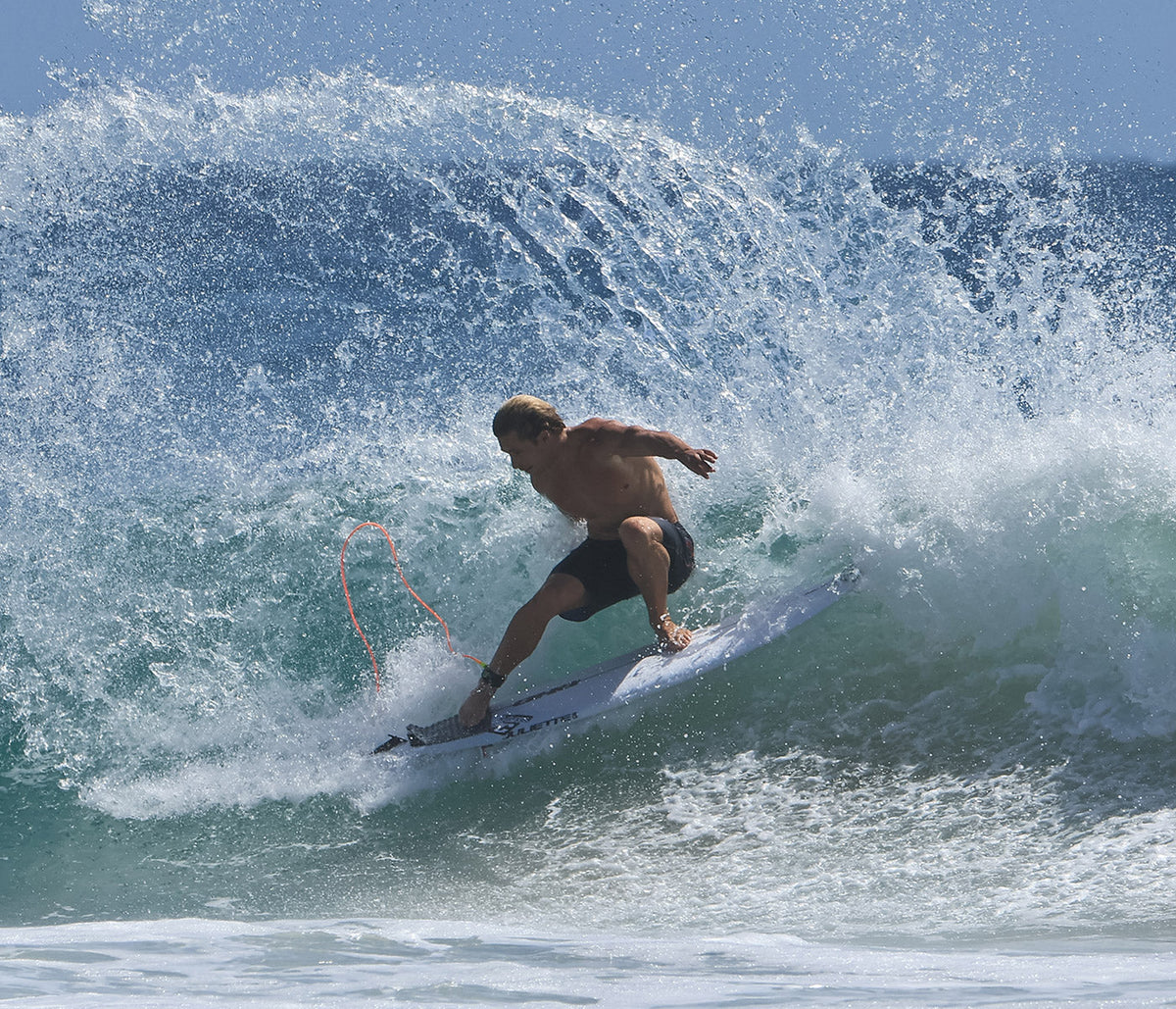 Futures Ethan Ewing Signature Fiberglass Thruster (L) in White/Red, detail
