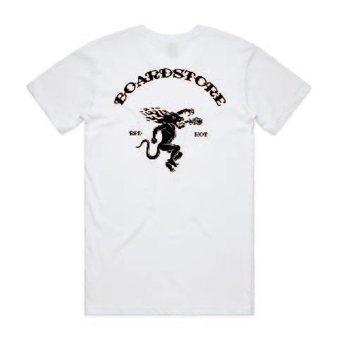 Boardstore Fireball Tee - White / Black Print - Board Store Board StoreTee Shirt  