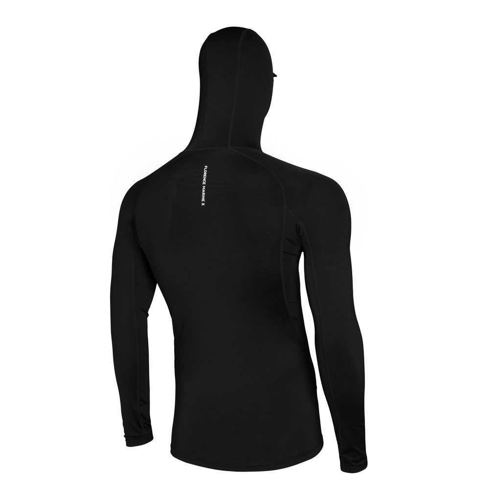 Florence Marine X - Long Sleeve Hooded Rashguard / Black - Board Store Florence Marine Xsun protection  