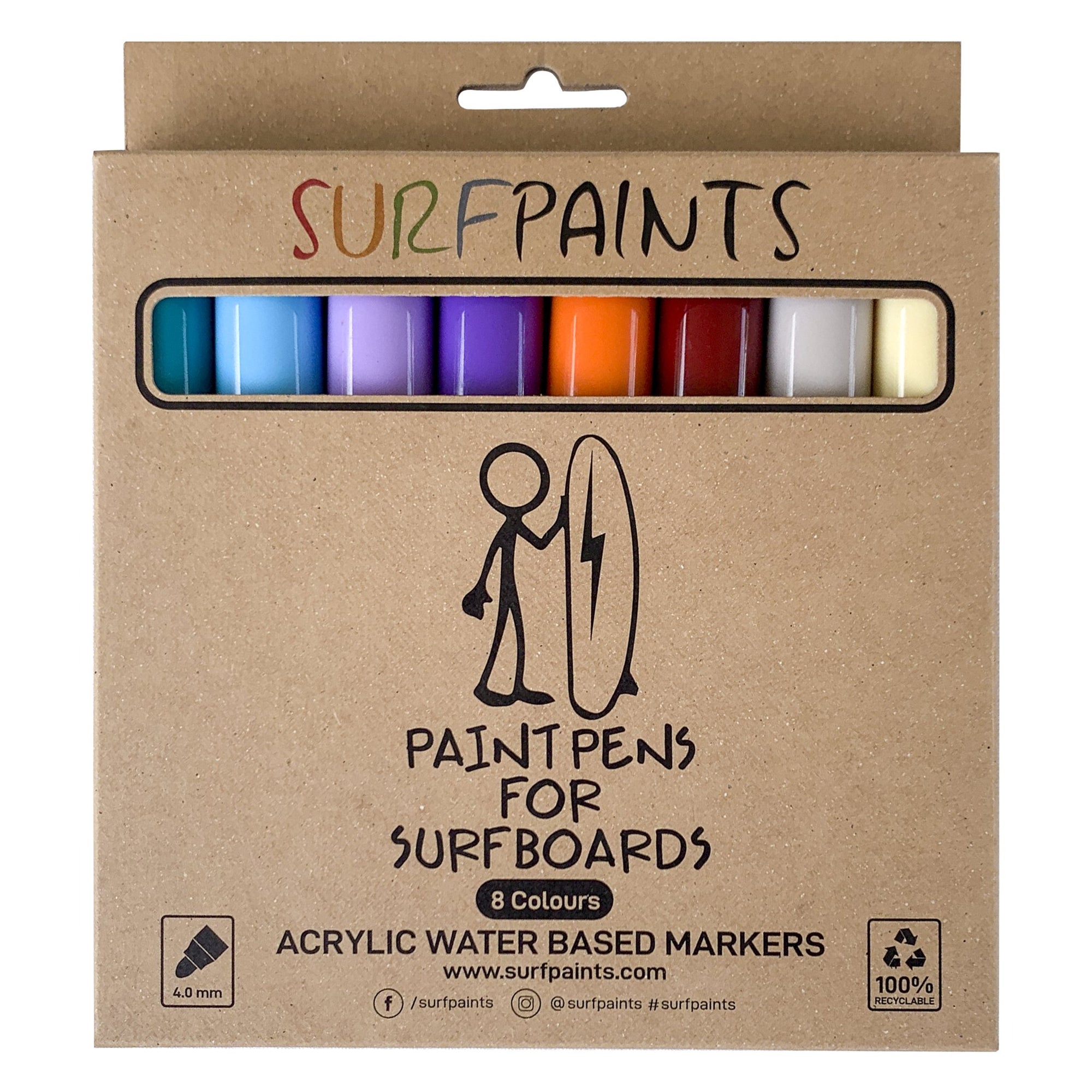 SurfPaints - Premium 8 Pack - Pastel Set - Board Store Surf PaintAccessories  