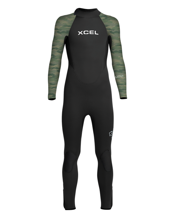 XCEL YOUTH AXIS 3/2MM BACK ZIP WETSUIT BLACK/GREEN CAMO Board Store