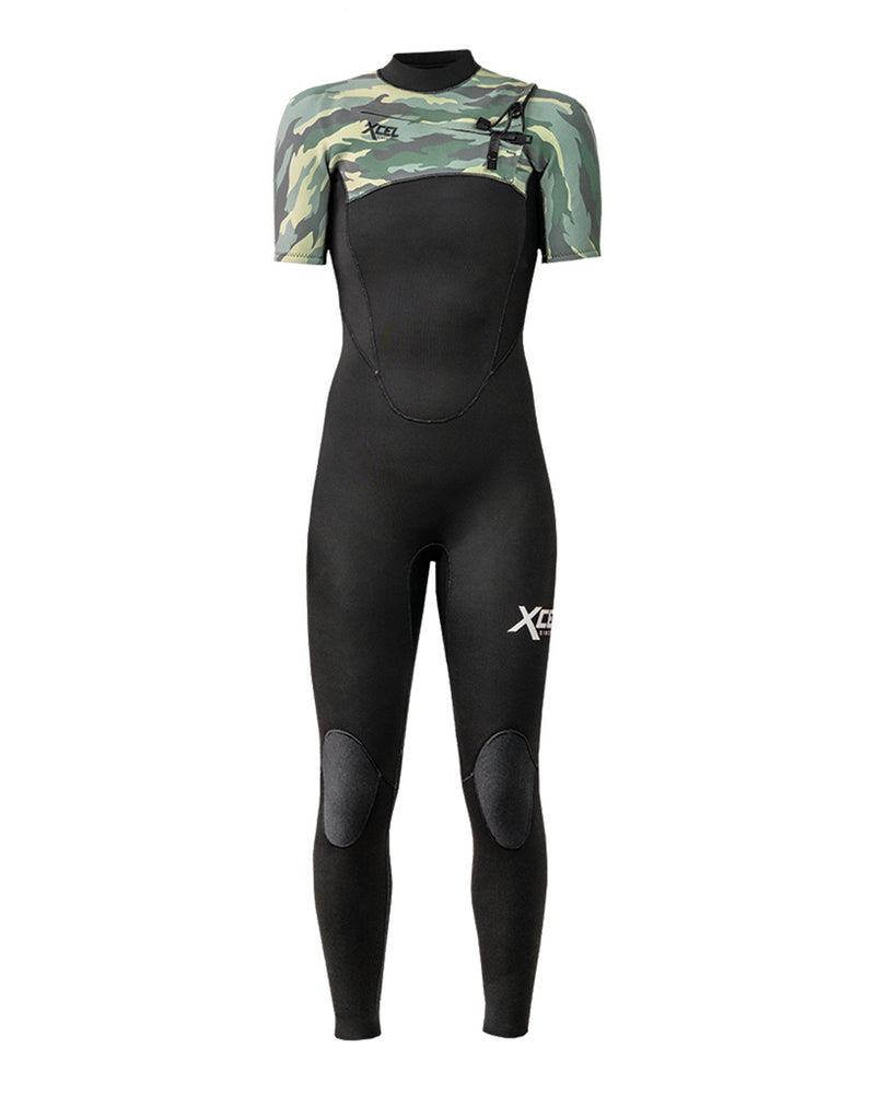 XCEL YOUTH COMP 2MM S/S FULLSUIT BLACK/GREEN CAMO - Board Store XcelWetsuits  